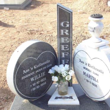 GREEFF Willie 1923-1998 &amp; Martha 1926-