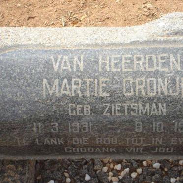 HEERDEN Martie Cronje, van nee ZIETSMAN 1931-1965