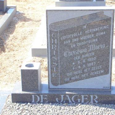 JAGER Christina Maria, de nee BURGER 1900-1987