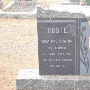 JOOSTE Anna Macharatha nee SCHRADER 1887-1967