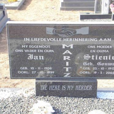 MARITZ Jan 1908-1999 &amp; Stienie GOUWS 1913-2002