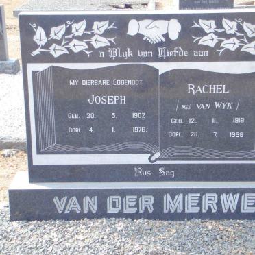 MERWE Joseph, van der 1902-1976 &amp; Rachel VAN WYK 1919-1998