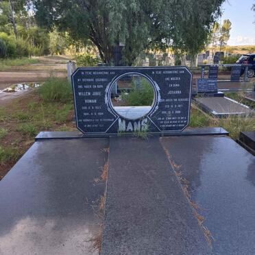 MANS Willem Jurie Human 1923-1984 & Johanna JANSEN VAN RENSBURG 1927-2008