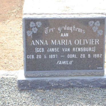OLIVIER Anna Maria nee JANSE VAN RENSBURG 1897-1982