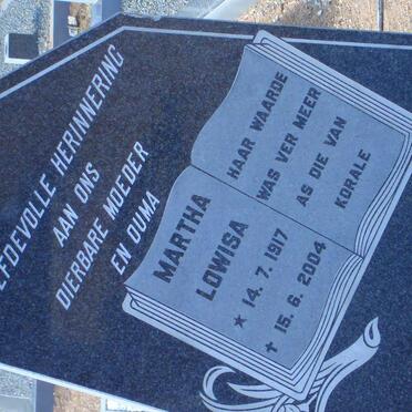 PLESSIS Martha Lowisa , du 1917-2004