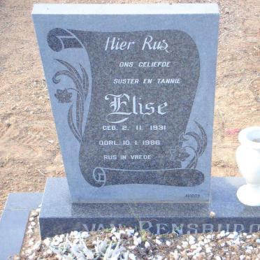 RENSBURG Elise, van 1931-1986