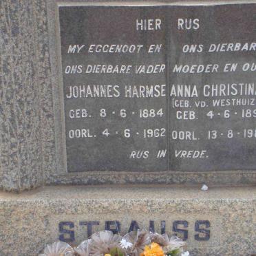STRAUSS Johannes Harmse 1884-1962 &amp; Anna Christina W. VAN DER WESTHUIZEN 1897-1982