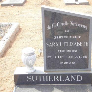 SUTHERLAND Sarah Elizabeth nee GALLOWAY 1902-1980