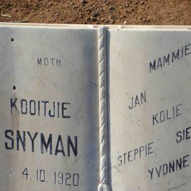 SNYMAN Kooitjie 1920-1977