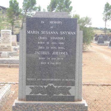 SNYMAN Jacobus Johannes 1879-1972 &amp;  Maria Susanna STANDER 1887-1955