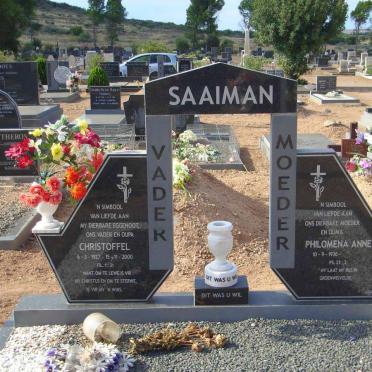 SAAIMAN Christoffel 1927-2000 &amp; Philomena Anne 1936-