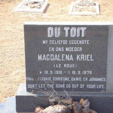 TOIT Magdalena Kriel, du nee LE ROUX 1910-1975
