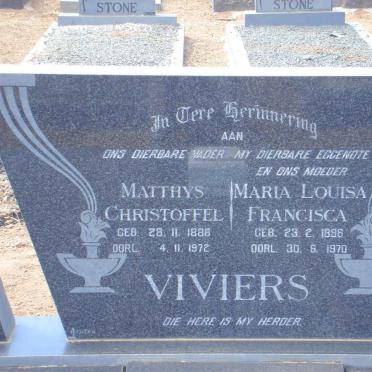 VIVIERS Matthys Christoffel 1888-1972 &amp; Maria Louisa Francisca 1896-1970
