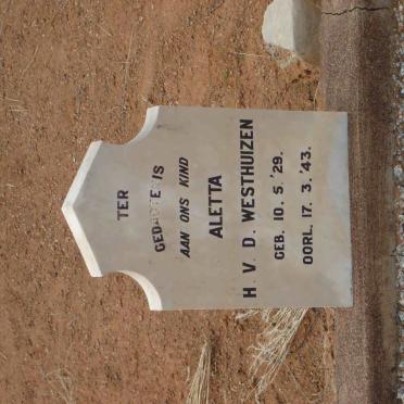 WESTHUIZEN Aletta H., v.d. 1929-1943
