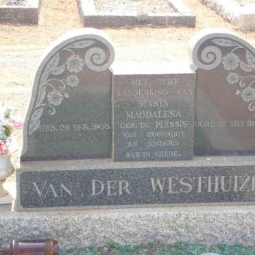 WESTHUIZEN Maria Magdalena, van der nee DU PLESSIS 1908-1951