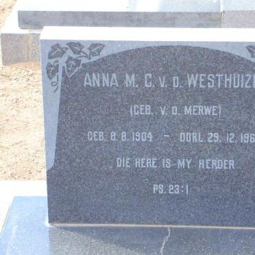 WESTHUIZEN Anna M.C., van der nee VAN DER MERWE 1904-1969