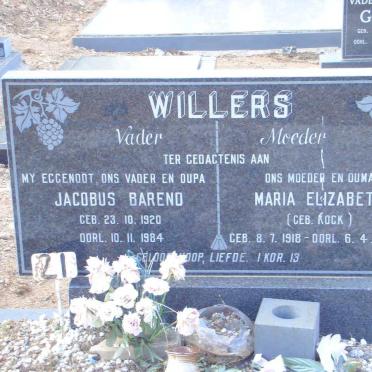 WILLERS Jacobus Barend 1920-1984 &amp; Maria Elizabeth KOCK 1918-1990