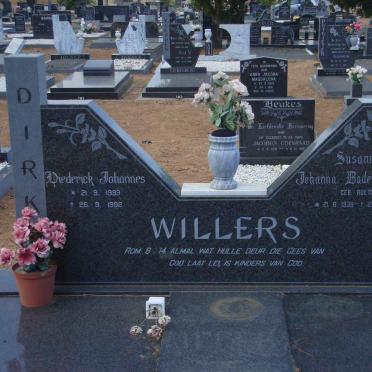 WILLERS Diederick Johannes 1933-1992 &amp; Susanna Johanna Badenhorst ROETS 1939-2001