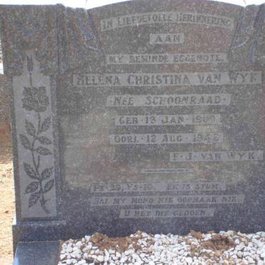 WYK Helena Christina, van nee SCHOONRAAD 1900-1942