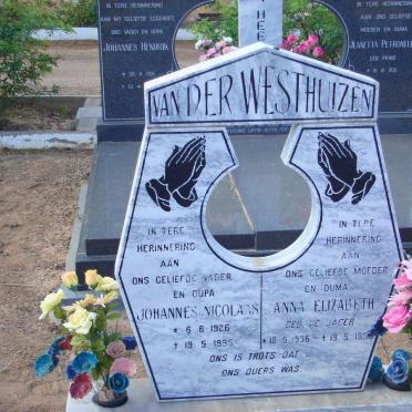 WESTHUIZEN Johannes Nicolaas, van der 1926-1995 &amp; Anna Elizabeth DE JAGER 1936-1956