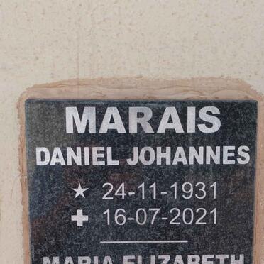 MARAIS Daniel Johannes 1931-2021 & Maria Elizabeth 1938-