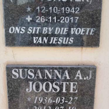 JOOSTE Joseph A. 1942-2010 & Susanna A.J. 1936-2012 