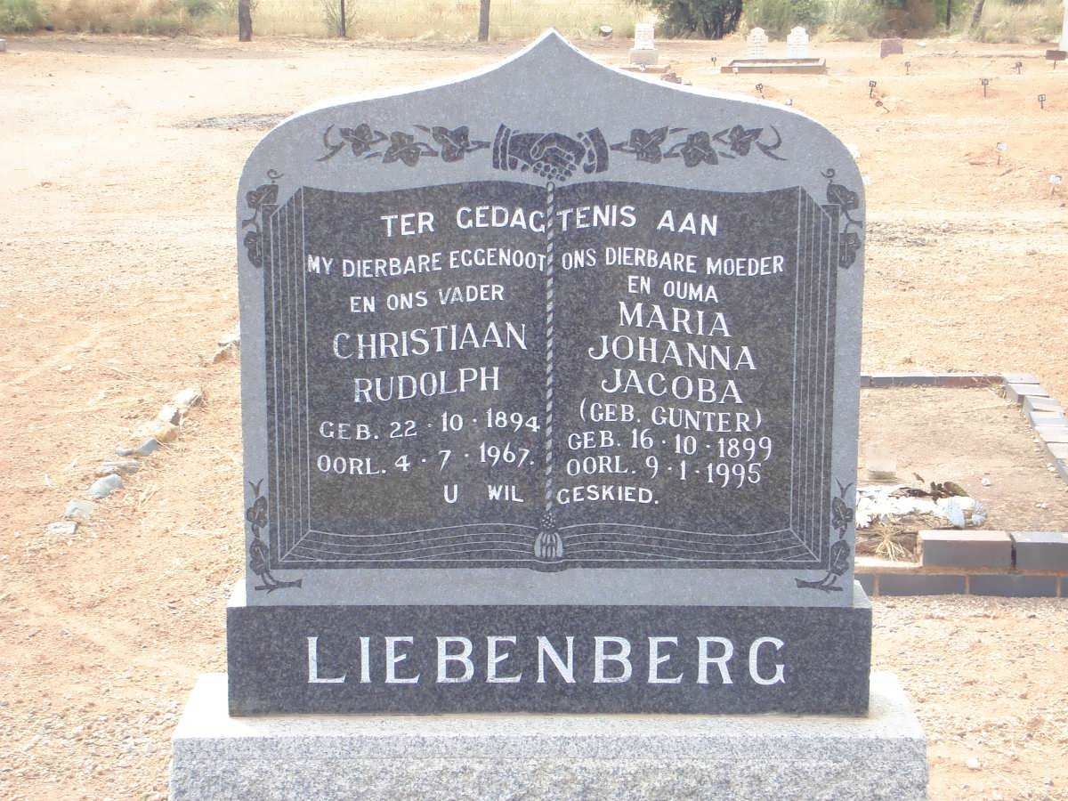 LIEBENBERG Christiaan Rudolph 1894-1967 &amp; Maria Johanna Jacoba GUNTER 1899-1995