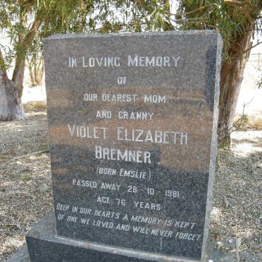 BREMNER Violet Elizabeth nee EMSLIE -1981