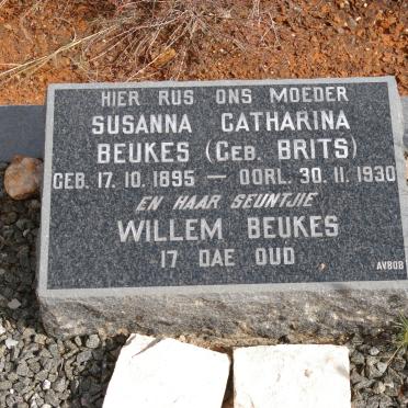 BEUKES Susanna Catharina nee BRITS 1895-1930 :: BEUKES Willem