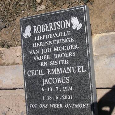 ROBERTSON Cecil Emmanuel Jacobus 1974-2001