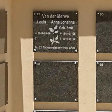 MERWE Louis, van der 1949- &amp; Anna Johanna SMIT 1949-2019