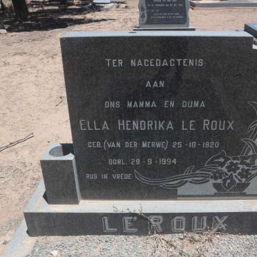 ROUX Ella Hendrika, le nee VAN DER MERWE 1920-1994