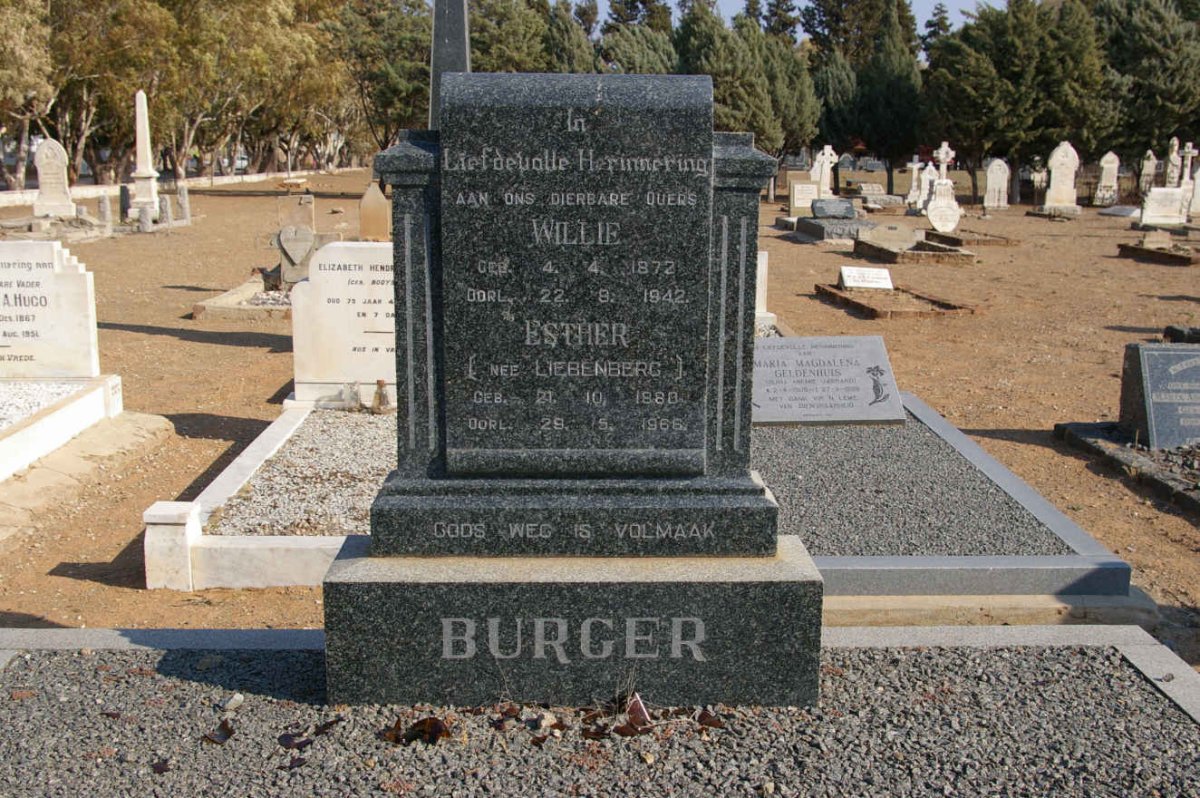 BURGER Willie 1872-1942 &amp; Esther LIEBENBERG 1880-1966