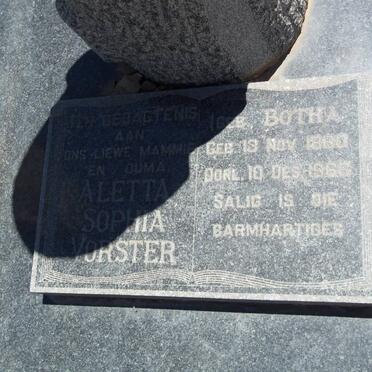 VORSTER Aletta Sophia nee BOTHA 1880-1966