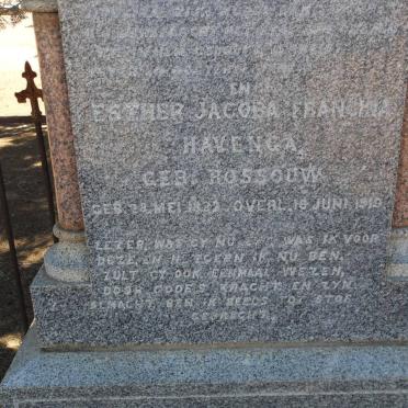 HAVENGA Johannes Jacobus 182?-1894 &amp; Esther Jacoba Francina ROSSOUW 1832-1919