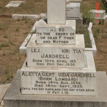 JANDRELL Alexander Christian 1858-1936 &amp; Aletta Getruida LOMBARD 1856-1935