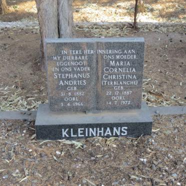 KLEINHANS Stephanus Andries 1882-1966 &amp; Maria Cornelia Christina TERBLANCHE 1887-1972
