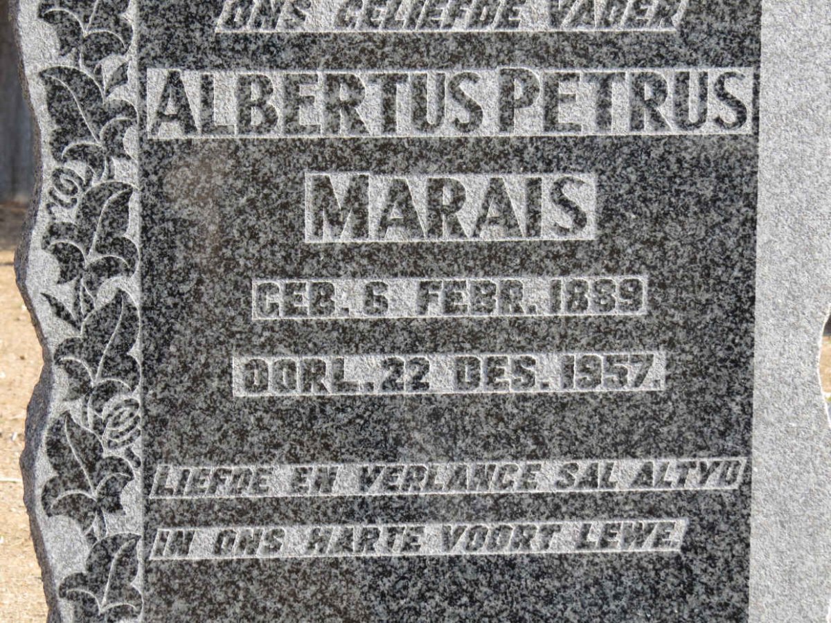 MARAIS Albertus Petrus 1889-1957 &amp; Maria Magdalena V.D. MERWE 1891-1952