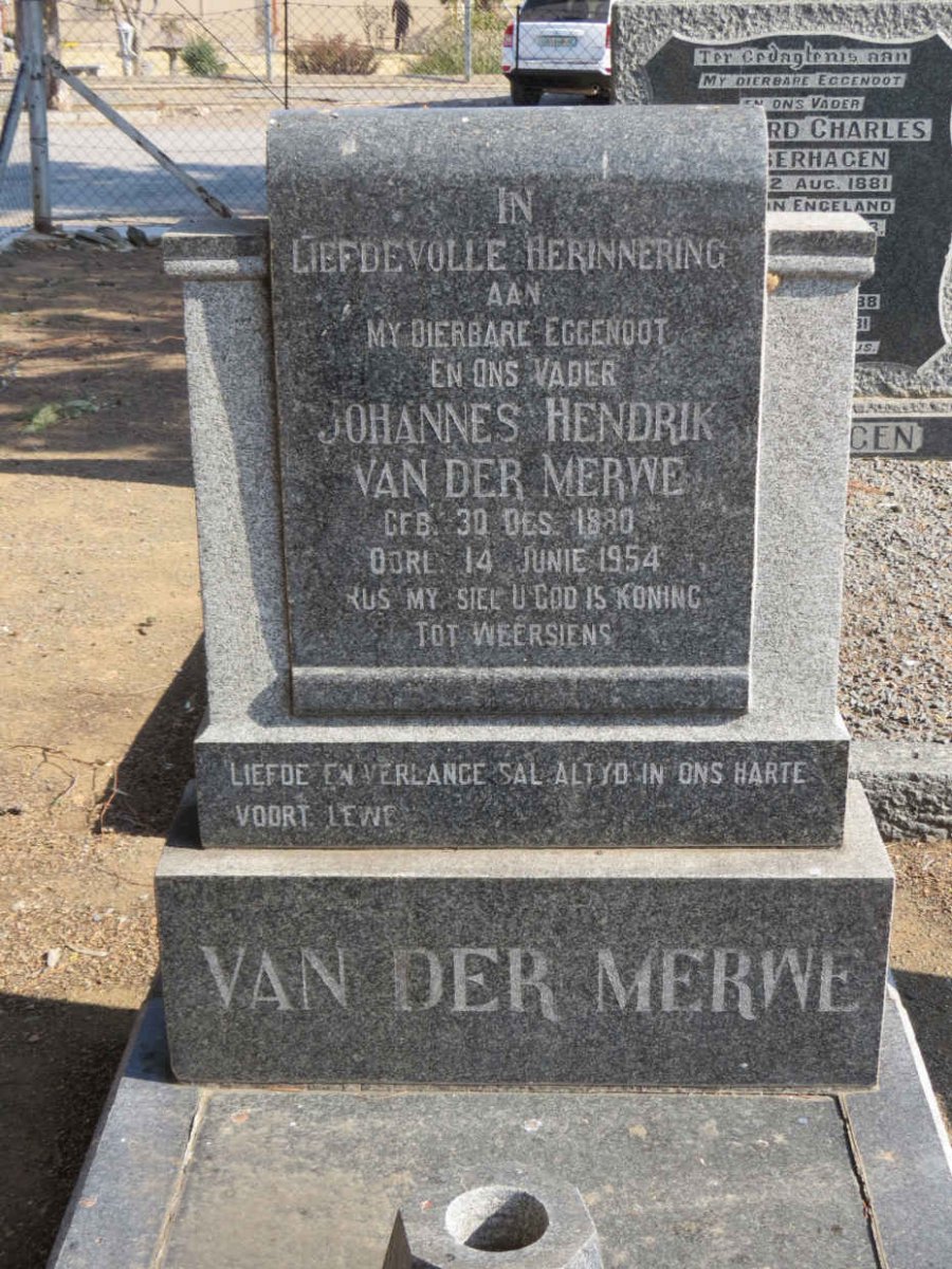 MERWE Johannes Hendrik, van der 1880-1954