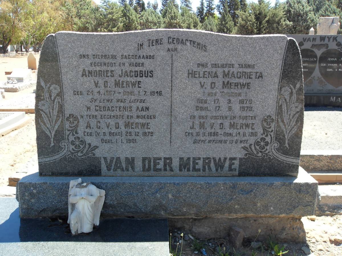 MERWE Andries Jacobus, van der 1867-1946 &amp; A.C. V.D.BERG 1879-19?1