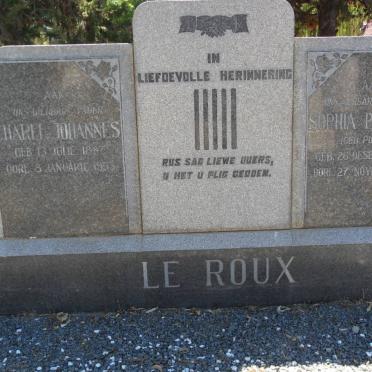 ROUX Charel Johannes, le 1887-1953 &amp; Sophia Philipina PIENAAR 1888-1953