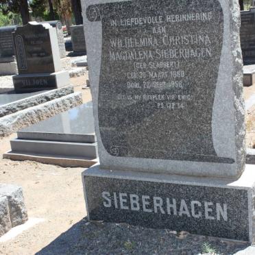 SIEBERHAGEN Wilhelmina Christina Magdalena nee SLABBERT 1880-1958