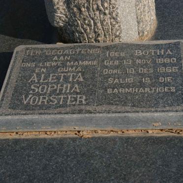 VORSTER Isaac Dawid 1873-1937 &amp;  Aletta Sophia BOTHA 1880-1966