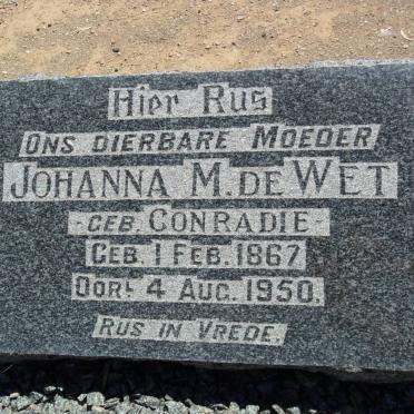 WET Johanna M., de nee CONRADIE 1867-1950