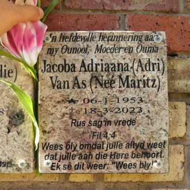 AS Jacoba Adriaana, van nee Maritz 1953-2023