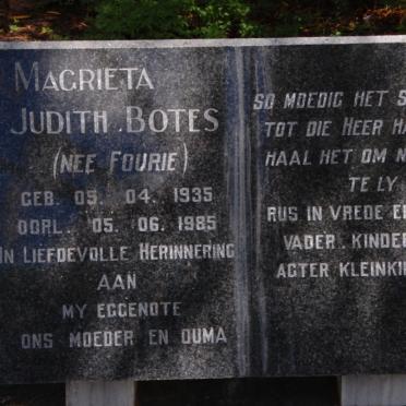 BOTES Magrieta Judith nee FOURIE 1935-1985