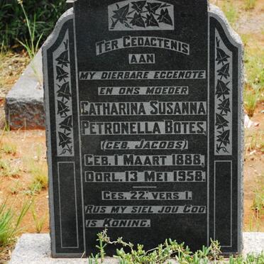 BOTES Catharina Susanna Petronella nee JACOBS 1888-1958
