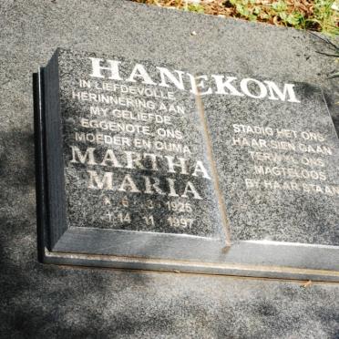 HANEKOM Martha Maria 1926-1997