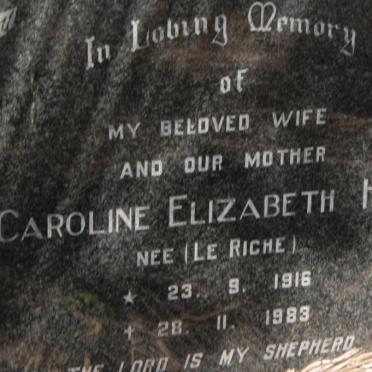 HALL Caroline Elizabeth nee LE RICHE 1916-1983