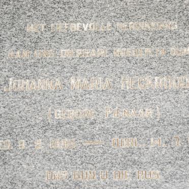 HECKROODT Johanna Maria nee PIENAAR 1895-1989